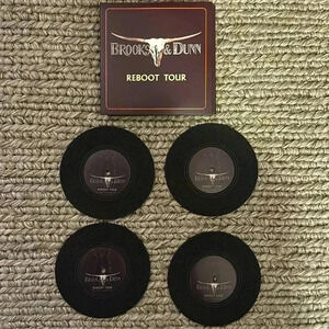 Brooks & Dunn Official Merch Concert Reboot Tour 4 count coaster set